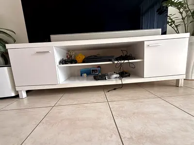 White TV Entertainment Unit - Low Media Console