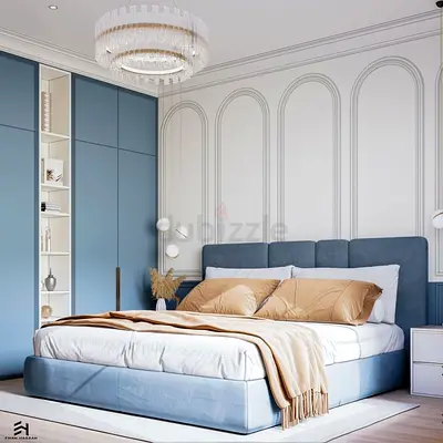 Modern Upholstered Bed Frame with Padded Headboard