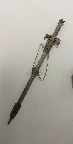 Ornate Decorative Sword with Scabbard — Metal Wall Display Piece