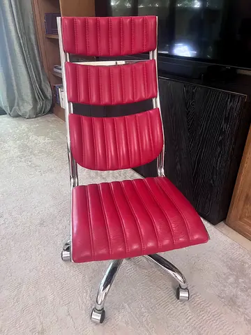 Red Faux Leather Swivel Office Chair