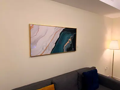 Abstract Framed Wall Art Painting - Marble Effect, Ready to Hang