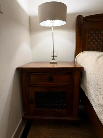 Solid Wood Bedside Nightstand with Drawer and Cabinet