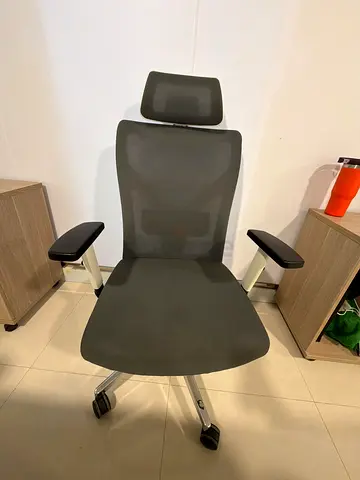 Ergonomic Office Chair with Headrest - Grey