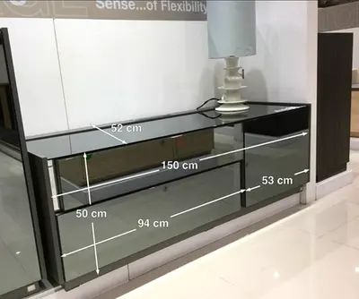 Glass TV Console Cabinet with Drawers - 150cm, Modern Mirror Finish