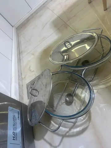 Set of 3 Stainless Steel Cooking Pots with Glass Lids