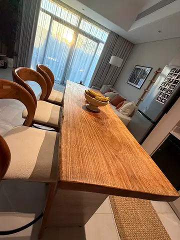 Solid Wood Kitchen Island /breakfast bar / outside bar/ Large Dining Table - Natural Live Edge