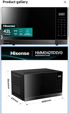 Hisense Microwave Oven HMAS4211DSV 1100W Output