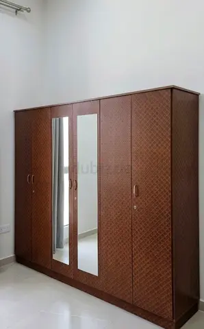 Large 6-Door Wooden Wardrobe with Mirrors - Good Condition