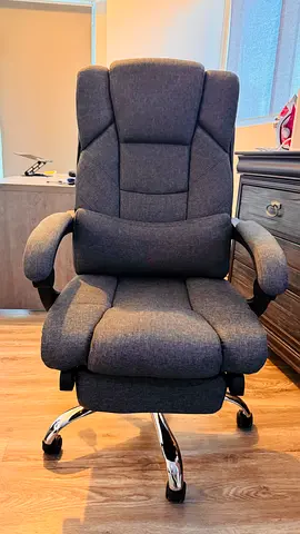 Comfortable High-Back Recliner Office Chair - Dark Grey Fabric
