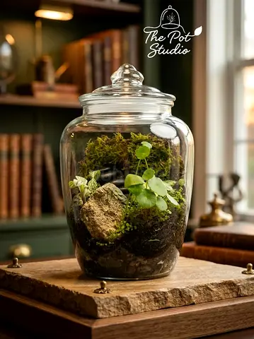Glass Jar Terrarium with Live Moss and Plants
