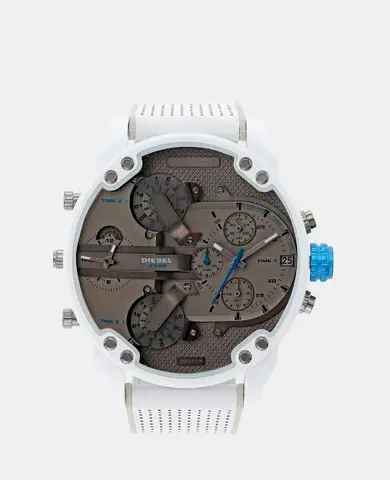Diesel Mega Chief Style White Chronograph Mens Watch