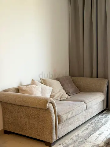 Beige 3-Seater Fabric Sofa - Good Condition