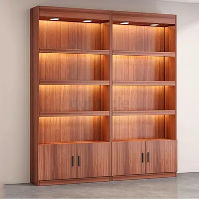 Large Wooden Bookcase with LED Shelf Lighting – Double Unit