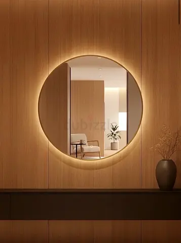 Round LED Backlit Wall Mirror - Modern Gold Frame