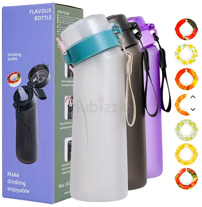 Air Up Water Bottle with 5 Flavored Pods Multi Colors, Straw Brush, Sports and Travel 750ml Black