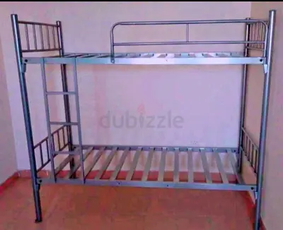 Metal Bunk Bed Frame - Silver, Double Decker (Good Condition)