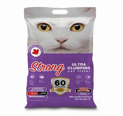 Strong Ultra Clumping Cat Litter 5L - Lavender Scent, Extra Strength