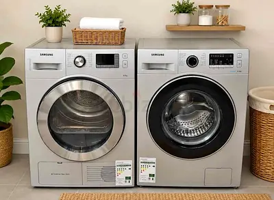 Samsung 8+8kg Front Load Washer and Dryer Set - Silver, Good Condition