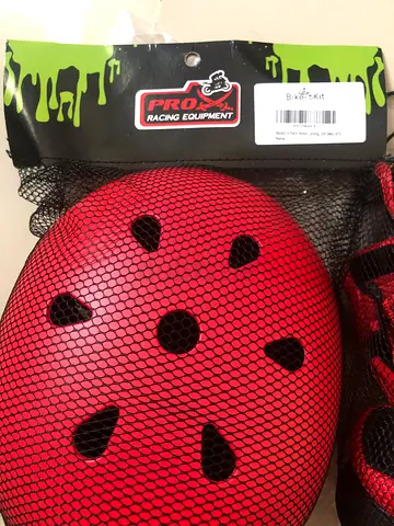 Red Kids Bicycle/Skate Helmet with Carry Mesh Bag