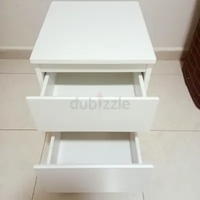 White 2-Drawer Bedside Table / Nightstand — Good Condition