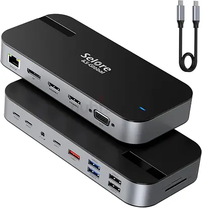 SeloreS-Global Selore USB C Laptop Docking Station 3 Monitors with Dual 4K