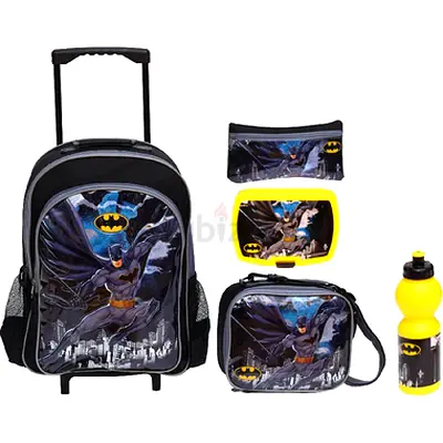 KIDS SCHOOL TROLLEY BAG SET 5 PIECES BATMAN