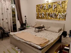 Furnished room with attached bathroom  balcony available, front of Al Nadah metro station Al Qu