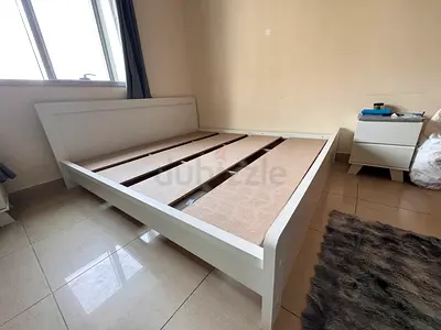Panhome White King size Bed Frame with 2 bedside table - Good Condition