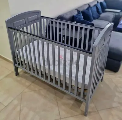 Used Grey Wooden Baby Crib — Good Condition juniors