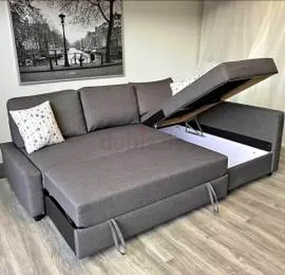 Modern Grey L-Shaped Sofa Bed with Storage - Excellent Condition