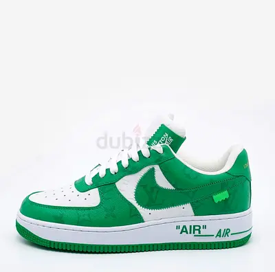 Original Louis Vuitton X Nike By Virgil Abloh Green/White Monogram Embossed Leather Nike Air Force 1