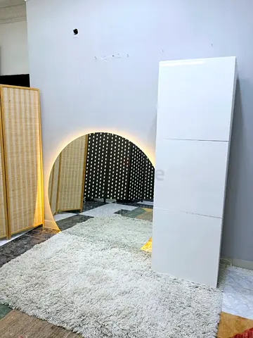 White Gloss Tall Cabinet - Slim Storage Wardrobe with Mirror with Light