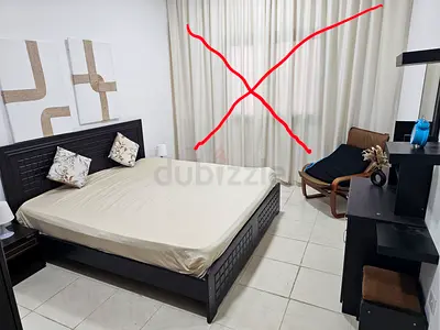 Dark Wood Queen Bed Frame with Nightstand and Dresser (Used)