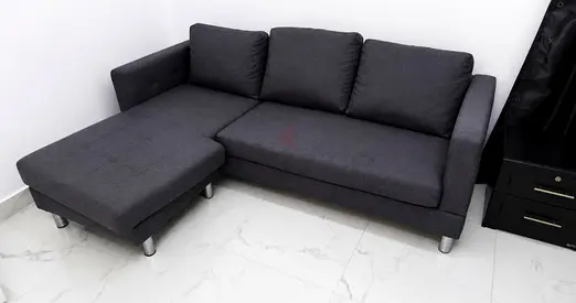 Comfortable Dark Grey L-Shaped Sectional Sofa