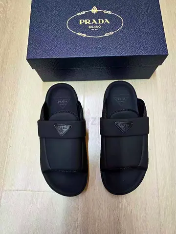 Prada Black Logo Slide Super Master Copy  Sandals - Size Available