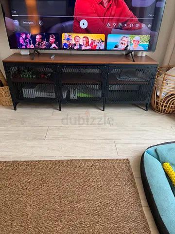 IKEA FJÄLLBO TV bench / media unit - black with wooden top