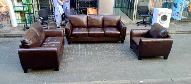 Brown Leather Sofa Set 3-2-1 Seater