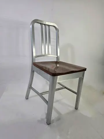 Emeco 1104 Navy Chair — Aluminium + Walnut Wood Seat | Authenticated (30 pieces)