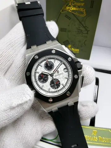 Audemars Piguet Royal Oak Offshore style chronograph watch - stainless steel, rubber strap