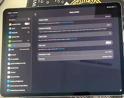 iPad Air 6 13 (m2 2024) - 100% Battery health with case