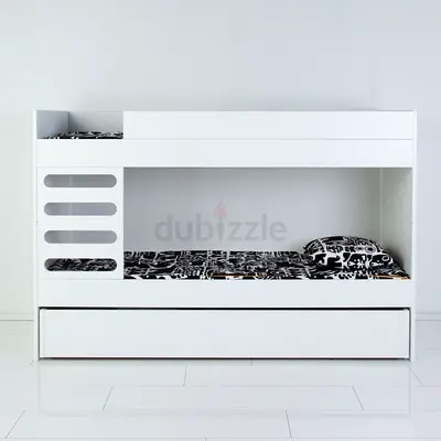 White Wooden Bunk Bed without mattress