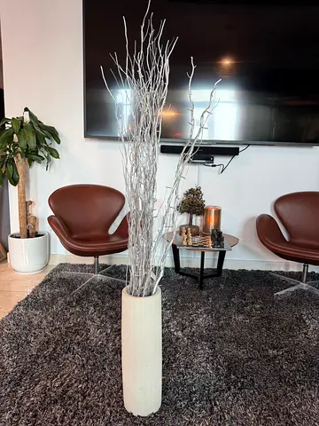 Tall Decorative Silver Branches in Ceramic Floor Vase, 140cm