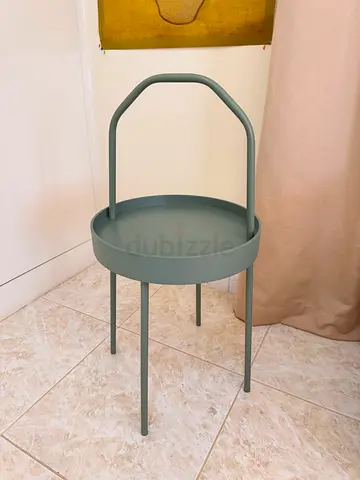 Ikea round side table with handle — sage green