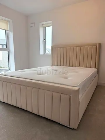 Beige King Size Bed Frame