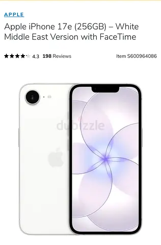 Apple iPhone 17e 256GB - White (Middle East, FaceTime)