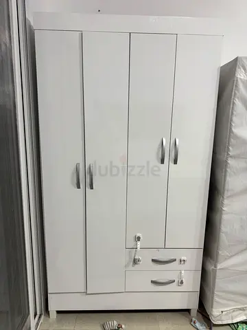 White 3-Door Wardrobe with Drawers — Good Condition