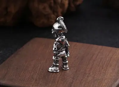 Sterling Silver Soldier Charm Pendant — 3D Figurine with Bail