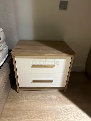 Compact two-door bedside cabinet in oak  white - good condition