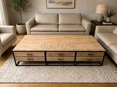 Marina Home Reclaimed Wood Coffee Table with 12 Drawers