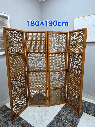 Wooden 4-Panel Decorative Room Divider / Folding Screen - 180×190cm